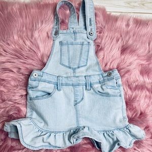Squeeze kids girl* ruffle jean overalls skirt 4T